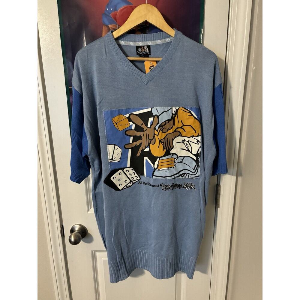 vintage raw blue blue XL fat albert y2k rare short sleeve sweater